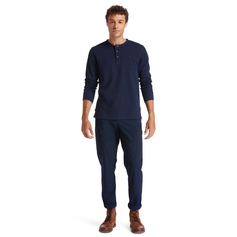 Timberland Mens Shirts Wharf River Waffle-Knit Henley - Navy - India TR8246973